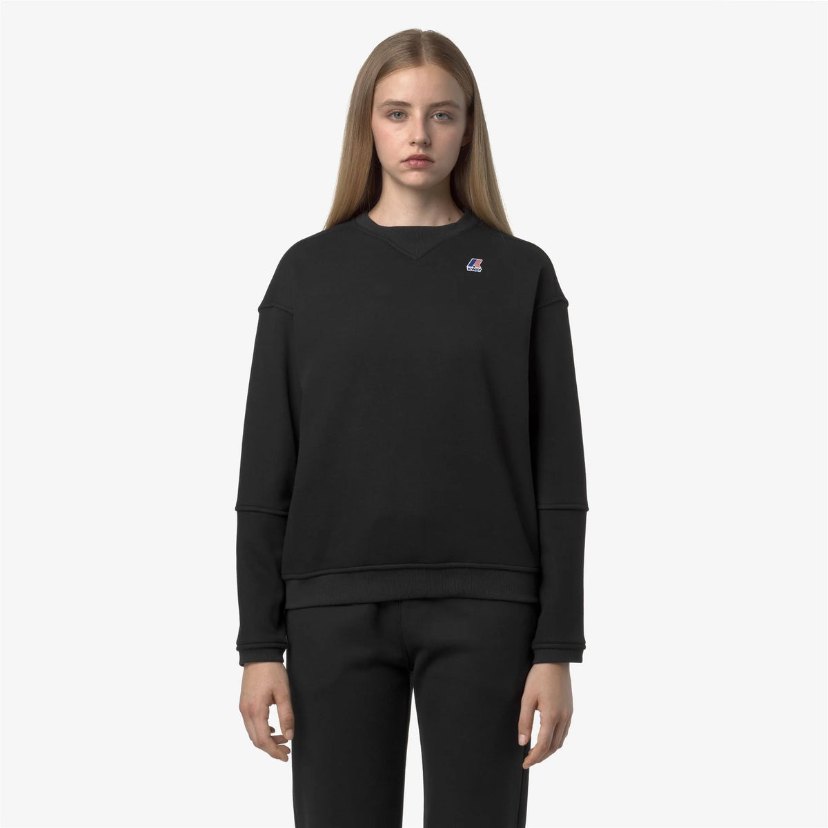 K-Way Felpa in Misto Cotone Noelle Brushed Donna Black Pure
