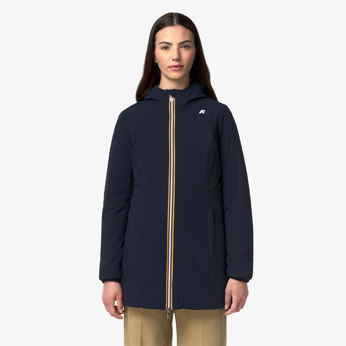 K-Way Giacca Reversibile Denise Donna Blue Depth - Beige Khaki