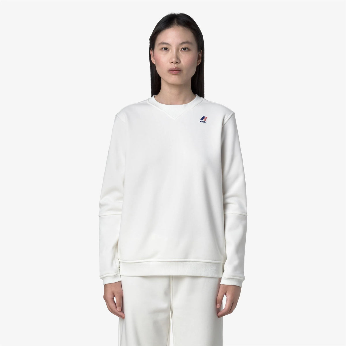 K-Way Felpa in Misto Cotone Nael Unisex Bianco