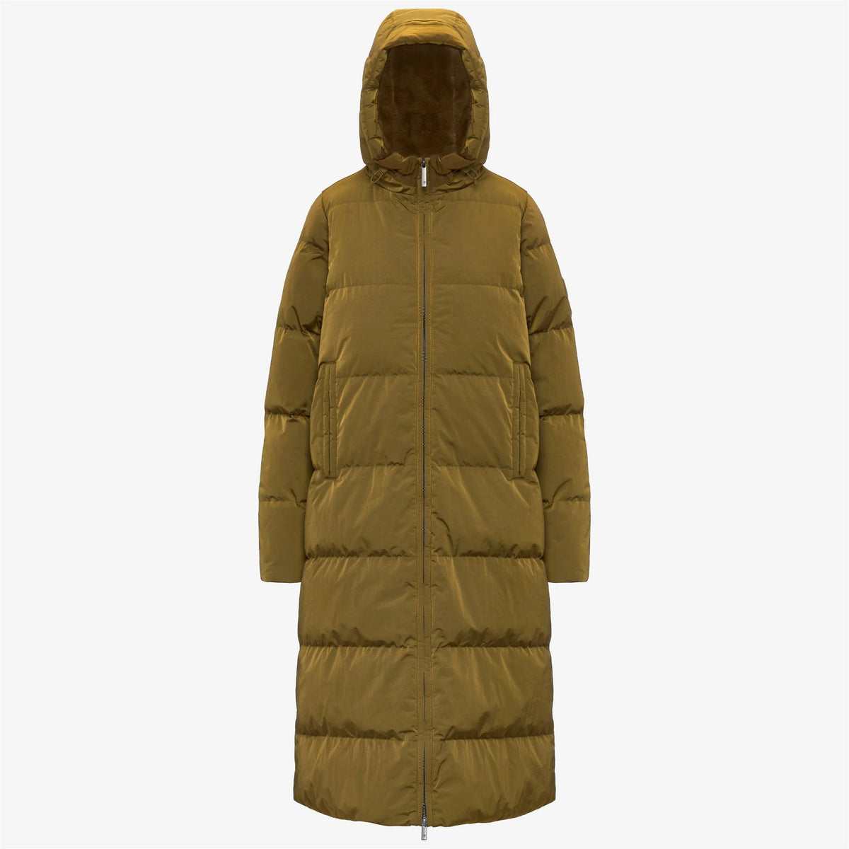 K-Way Giacca in Pelliccia Sintetica di Nylon Lucido Dina Donna Marrone