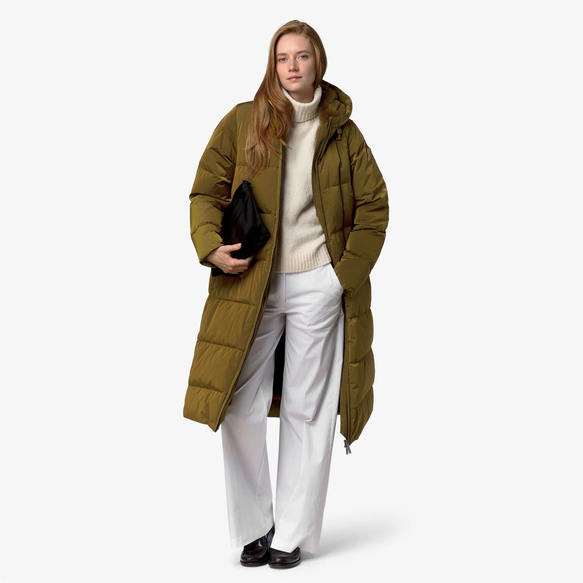 K-Way Giacca in Pelliccia Sintetica di Nylon Lucido Dina Donna Marrone