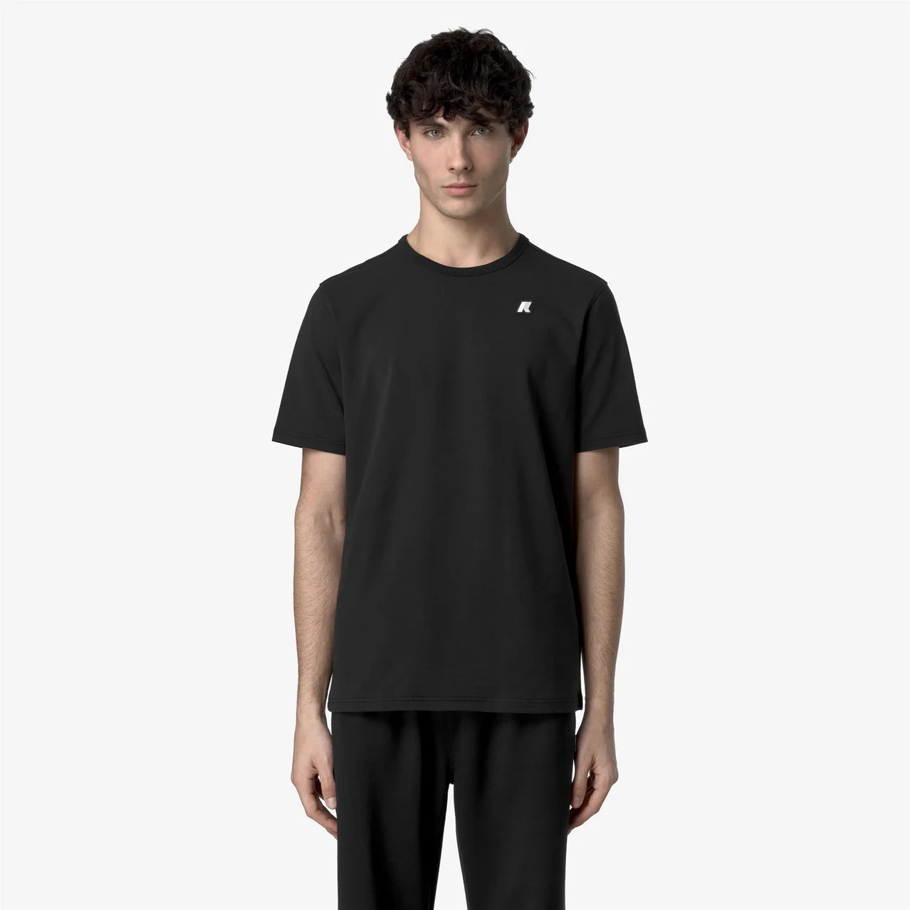 K-Way T-Shirt in Cotone Uomo Adame Light Stretch Jersey Black Pure