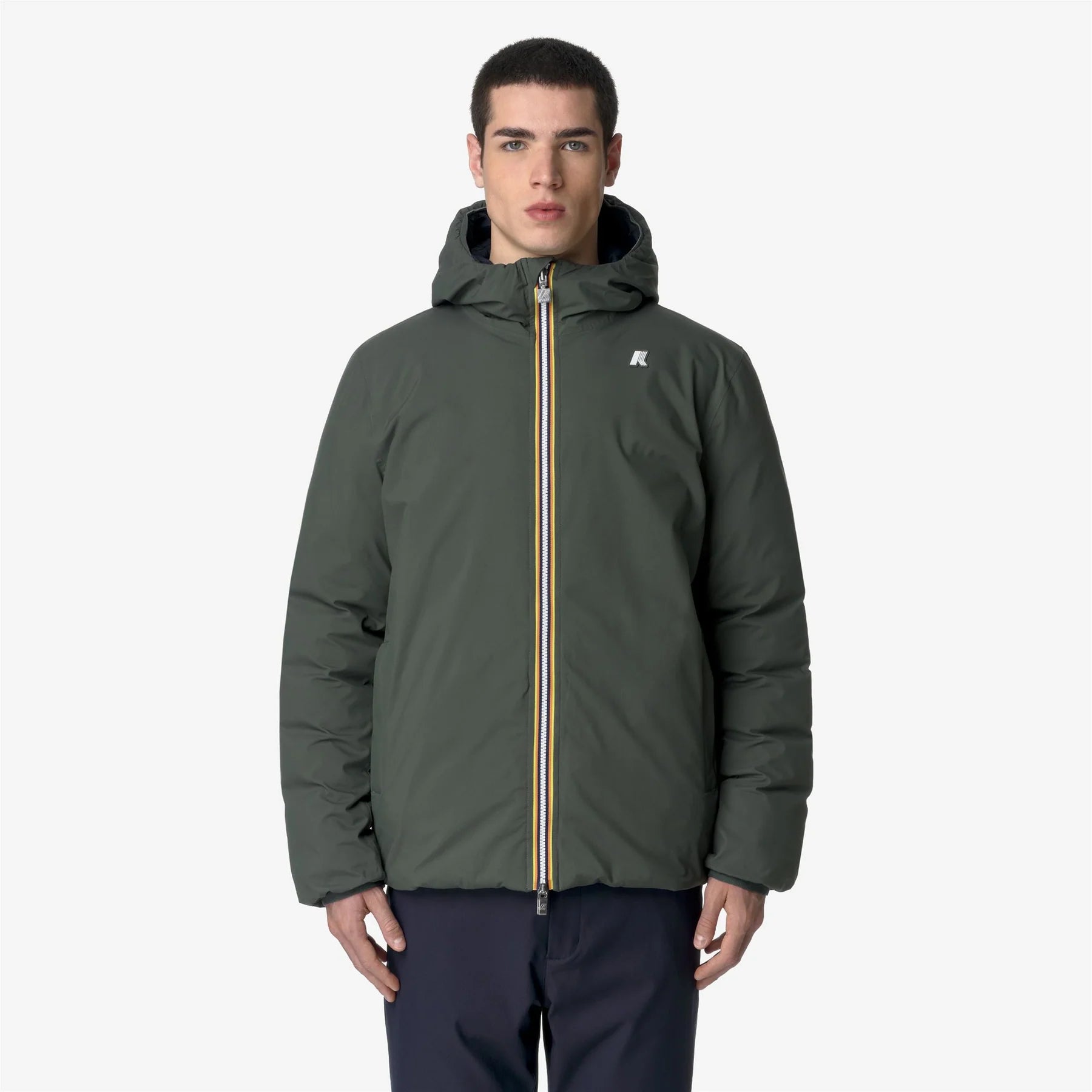 K-Way Giacca Corta Uomo Jack Eco Stretch Thermo Double Verde e Blu Depth