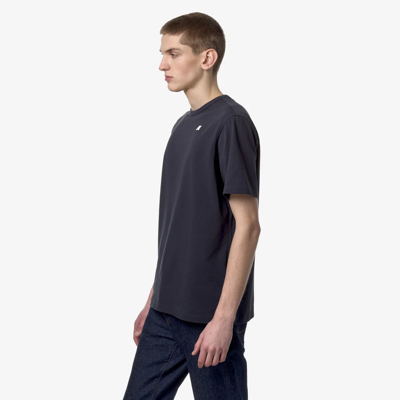 K-Way T-Shirt in Cotone Uomo Adame Light Stretch Jersey Blue Depth