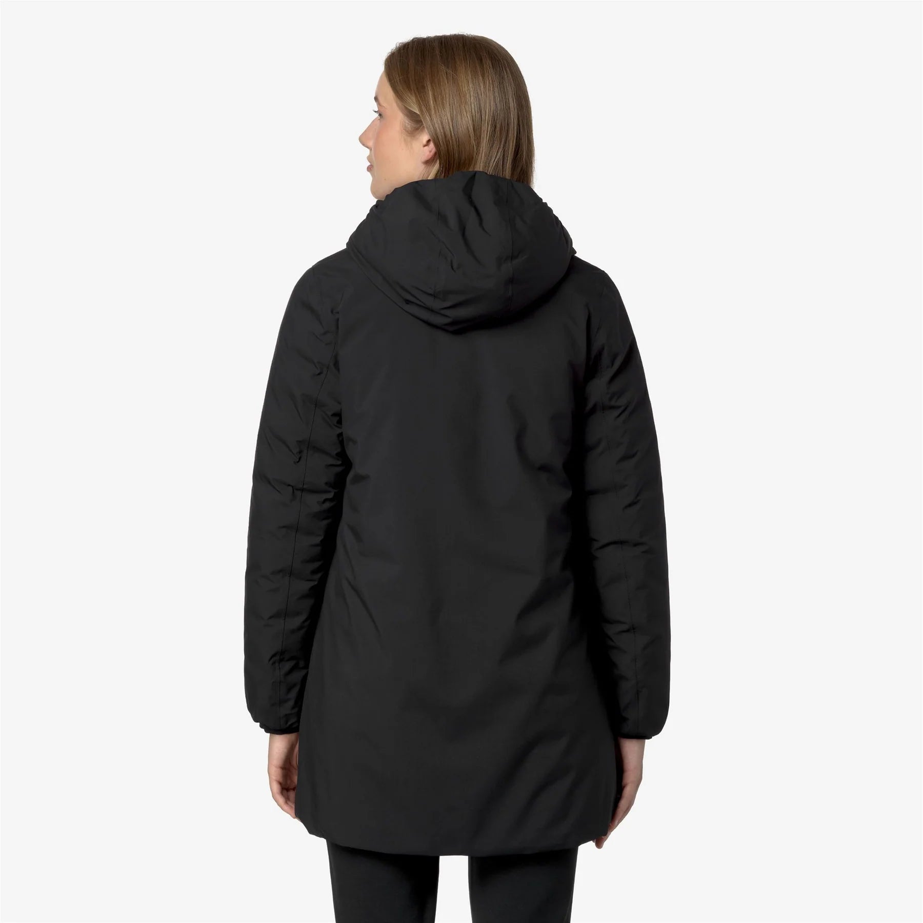 K Way Giacca Lunga Donna Sophie Eco Stretch Thermo Double Nero Beige