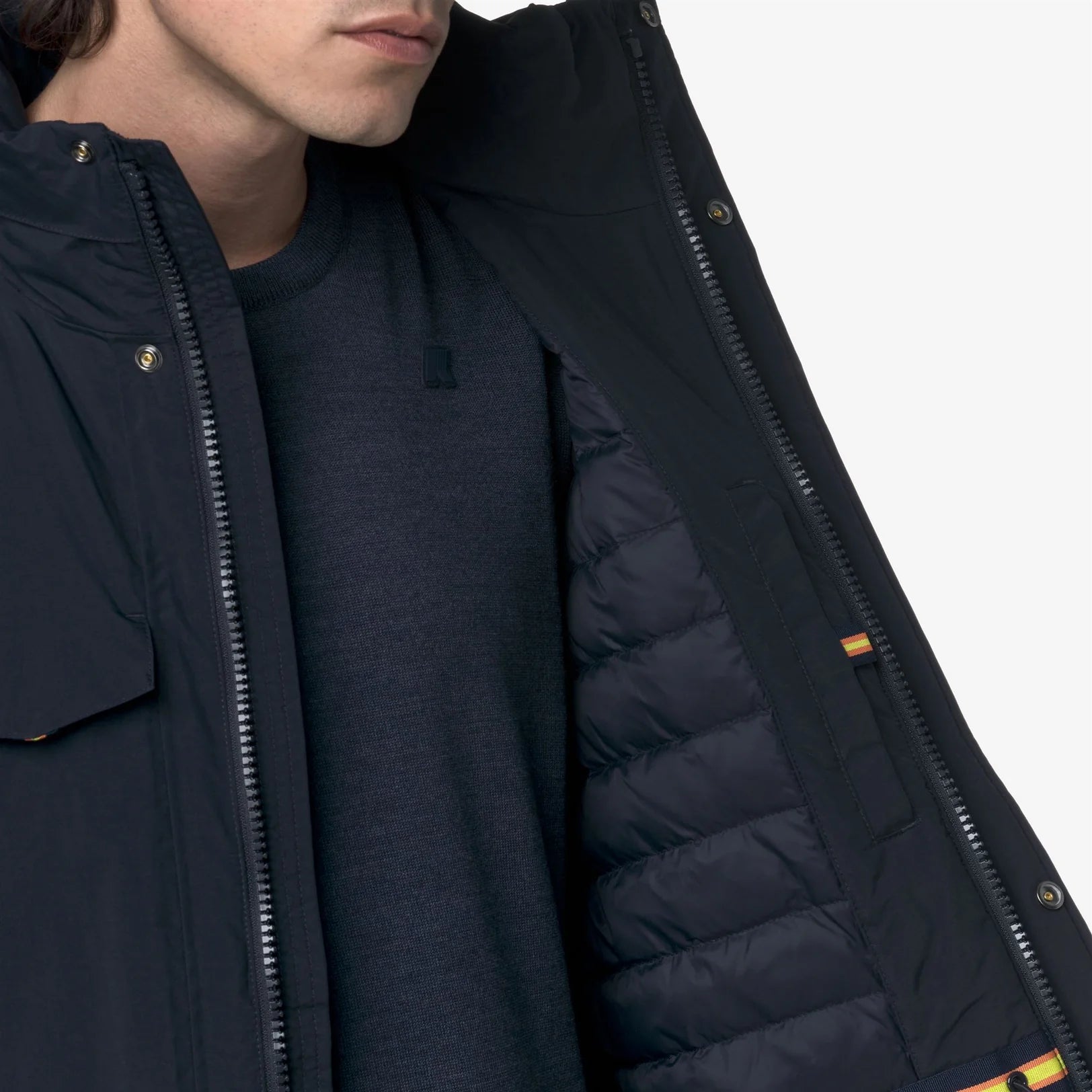 K-Way Giacca Impermeabile con Cappuccio Manuel Warm Ottoman Uomo Blue Depth