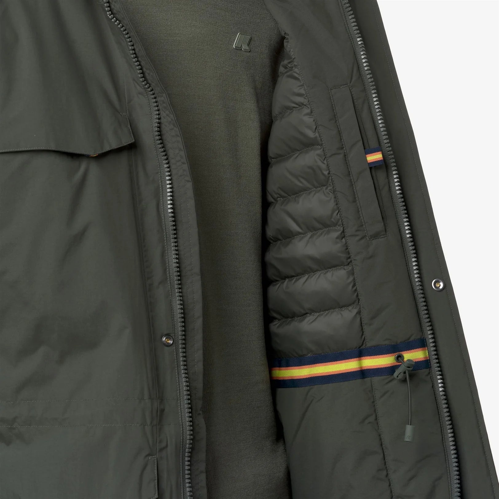 K-Way Giacca Impermeabile con Cappuccio Manuel Warm Ottoman Uomo Green Blackish