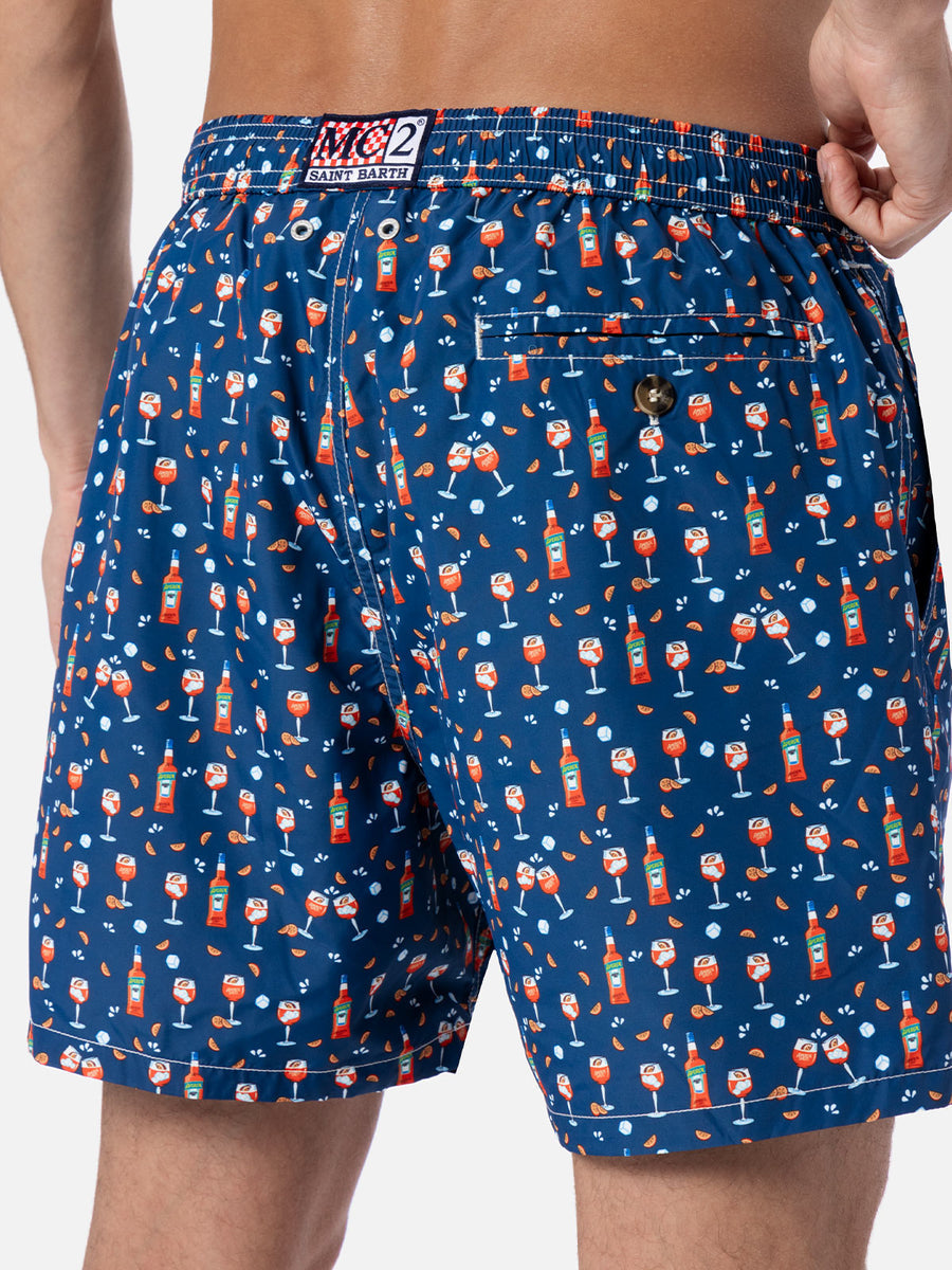 MC2 Saint Barth Costume Mare in Tessuto Leggero con Stampa Aperol Spritz Uomo Lighting Blu