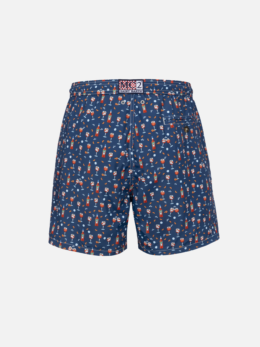 MC2 Saint Barth Costume Mare in Tessuto Leggero con Stampa Aperol Spritz Uomo Lighting Blu
