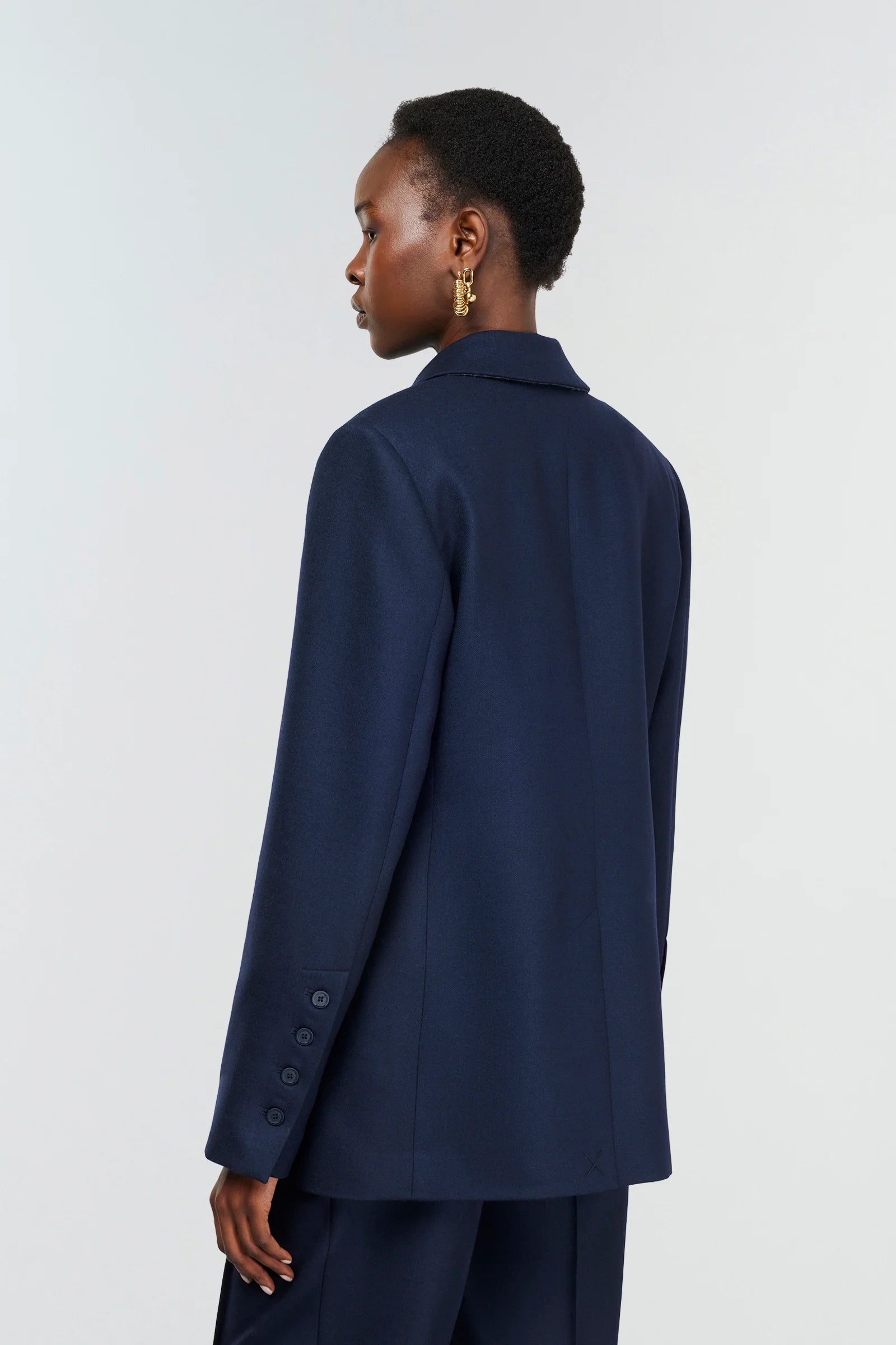 Semicouture Giacca Doppiopetto in Flanella Donna Valeria Blu Cosmo