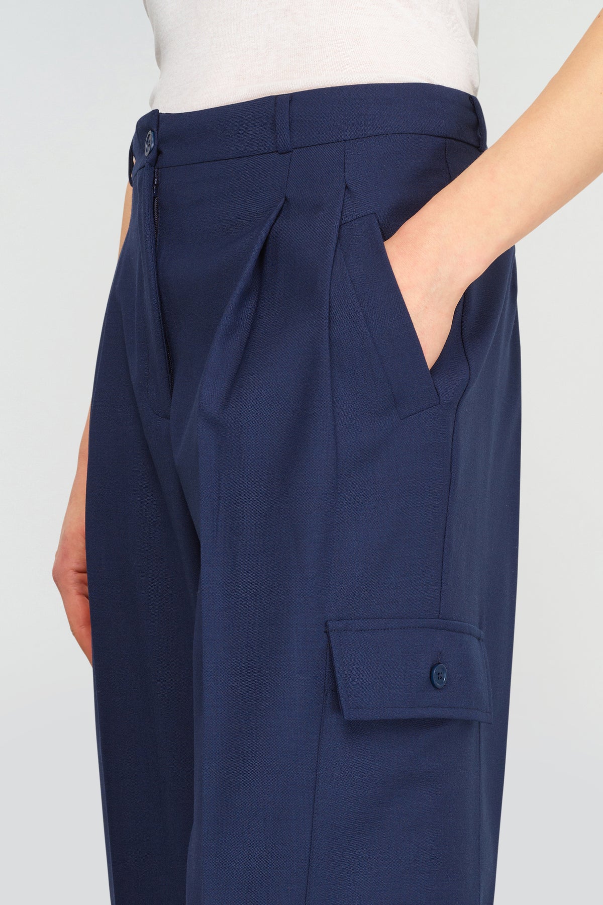 Semicouture Pantalone in Fresco Lana Donna Giusy Blu Universo