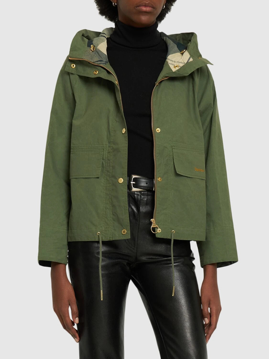 Barbour Giacca in Cotone Impermeabile Nith Showerpoof Donna Verde