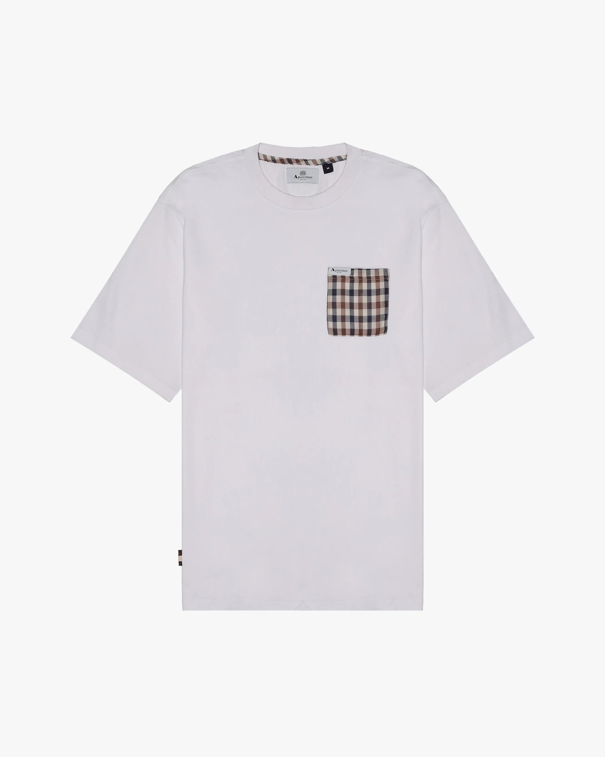 Aquascutum T-Shirt in Cotone Uomo Club Check Pocket Bianco