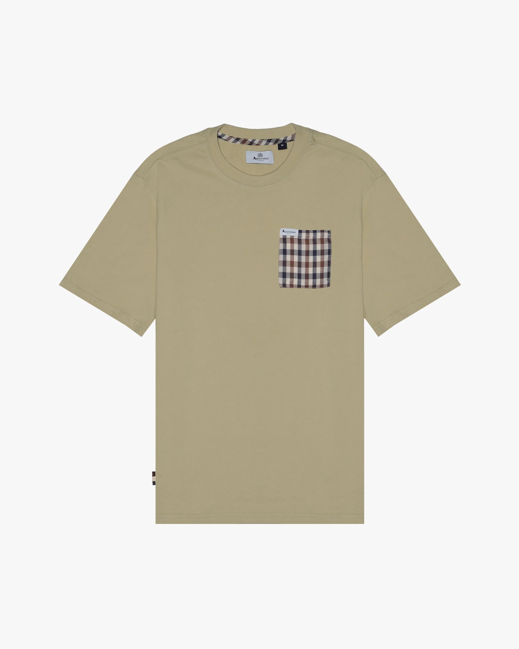 Aquascutum T-Shirt in Cotone Uomo Club Check Pocket Beige