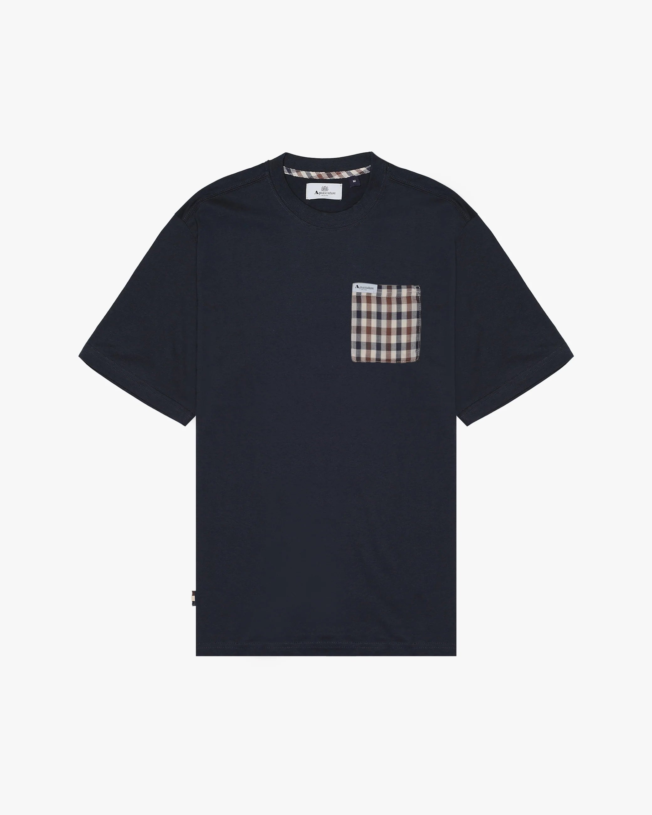 Aquascutum T-Shirt in Cotone Uomo Club Check Pocket Blu Navy