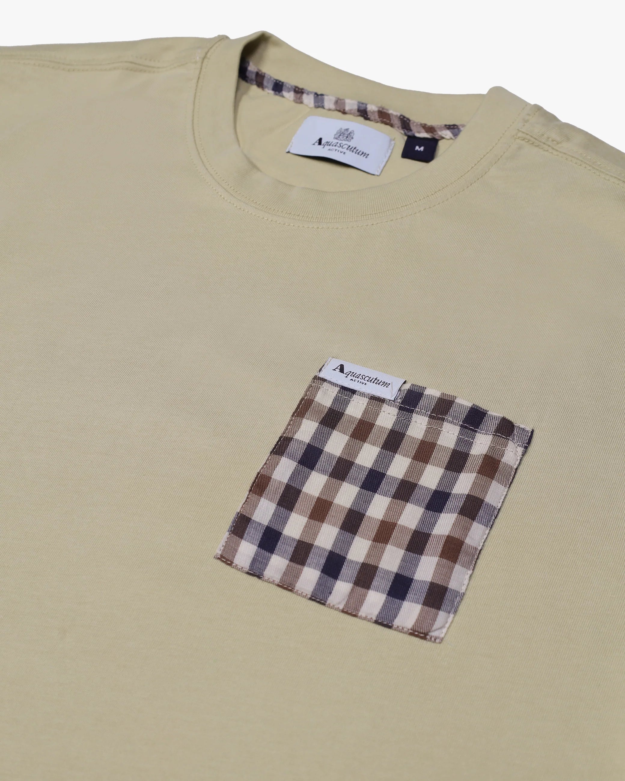 Aquascutum T-Shirt in Cotone Uomo Club Check Pocket Beige