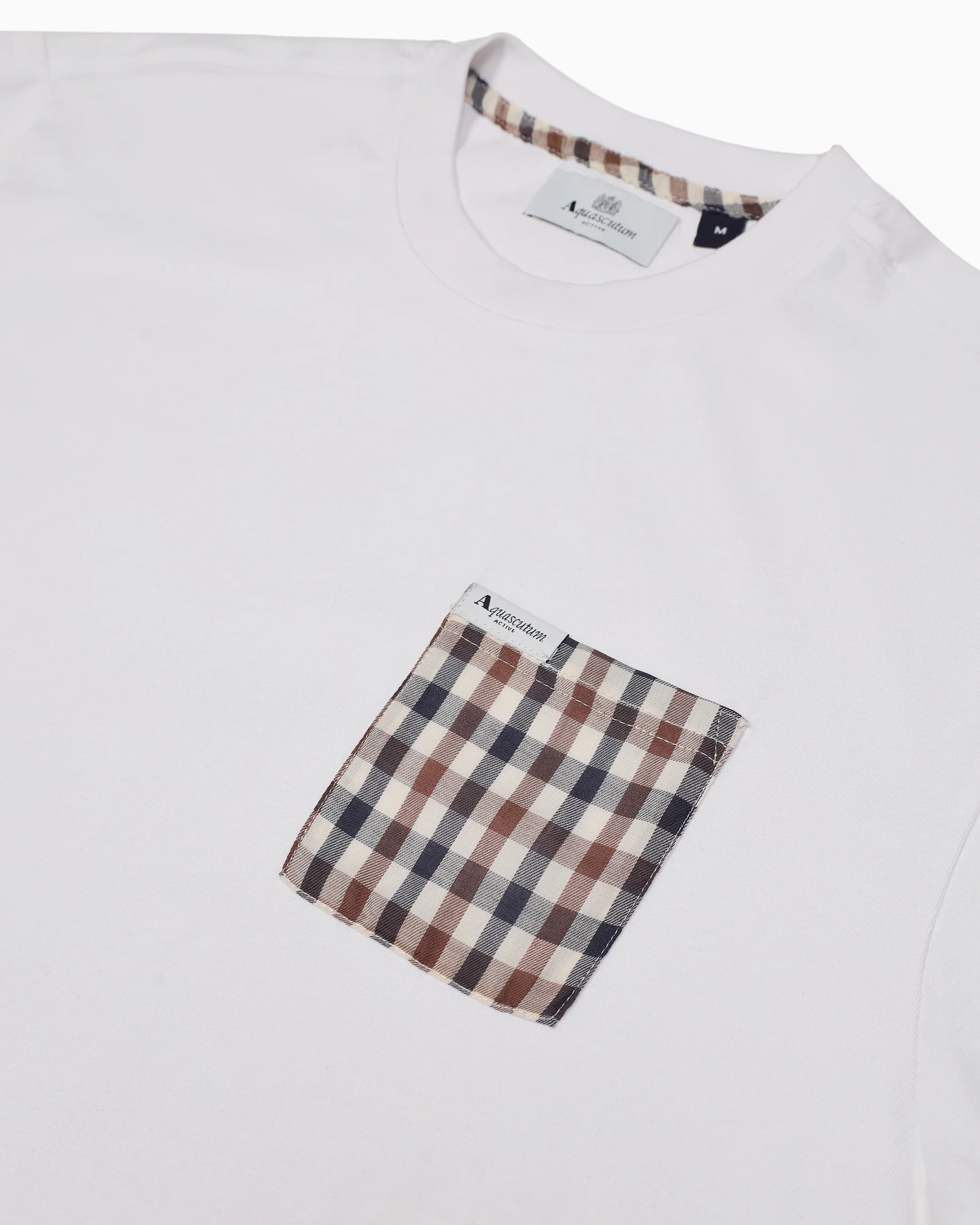 Aquascutum T-Shirt in Cotone Uomo Club Check Pocket Bianco