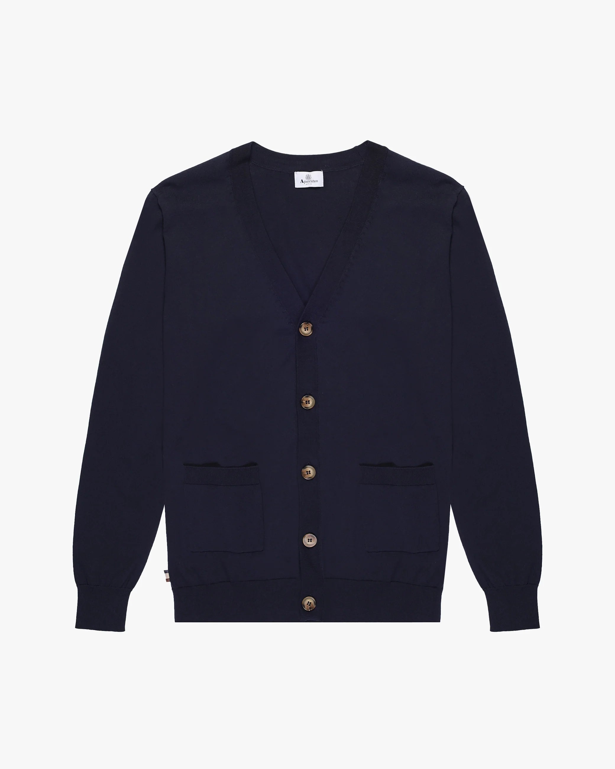 Aquascutum Cardigan in Cotone Uomo Patches Blu Navy