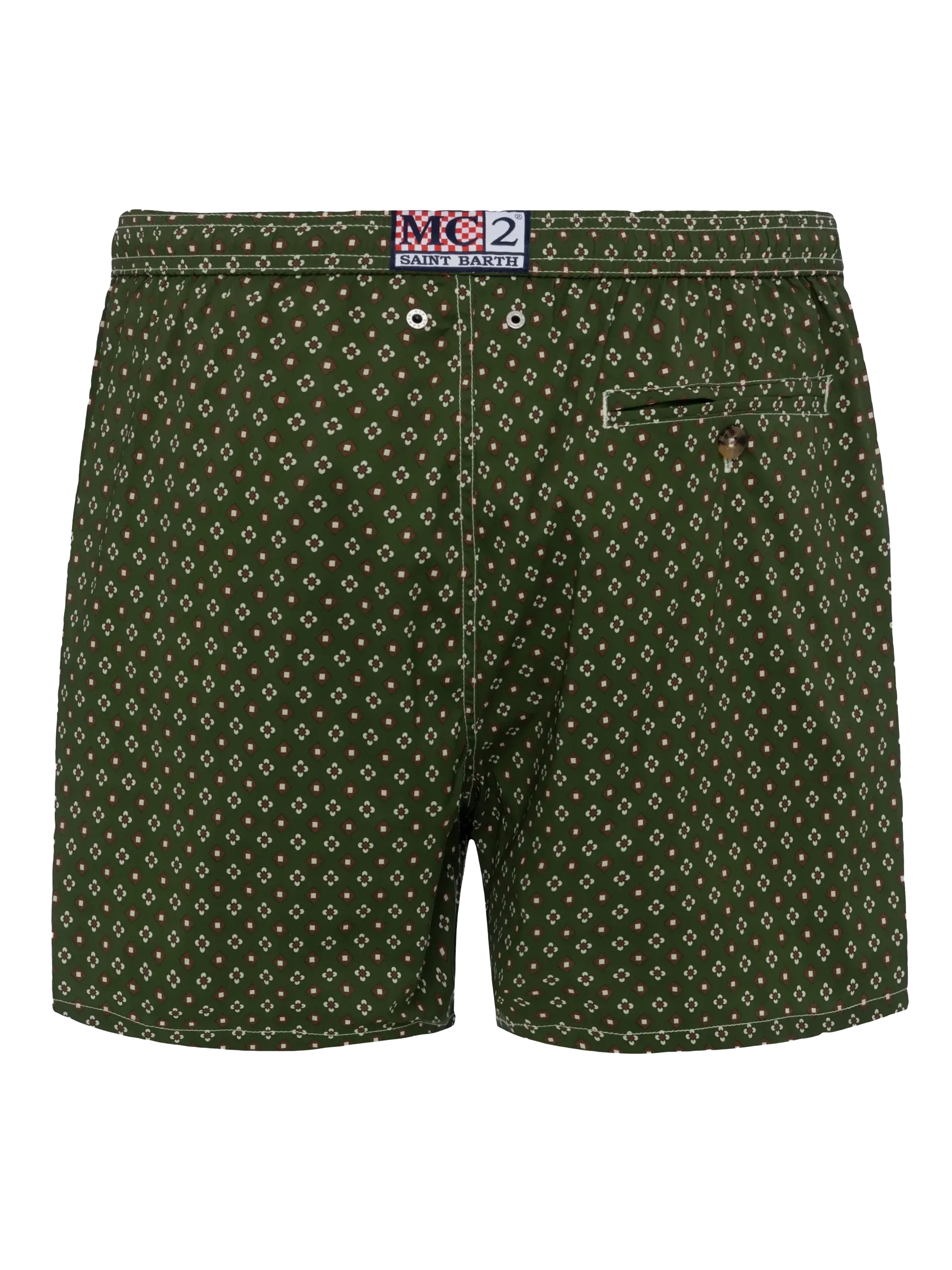 MC2 Saint Barth Costume a Pantaloncino Uomo Lighting Micro Stampa Cravatta Verde