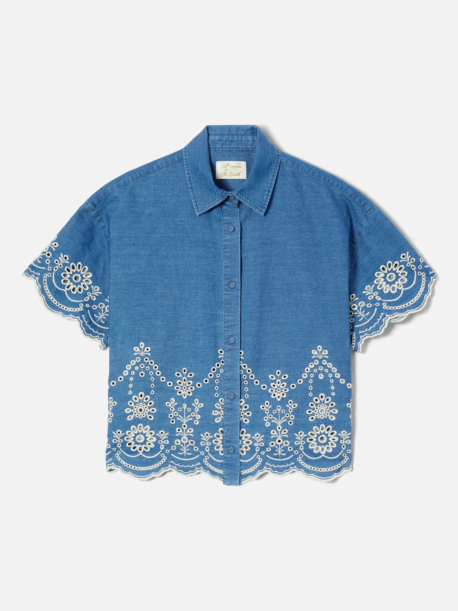 MC2 Saint Barth Camicia in Chambray con Ricamo Clementine Donna Denim