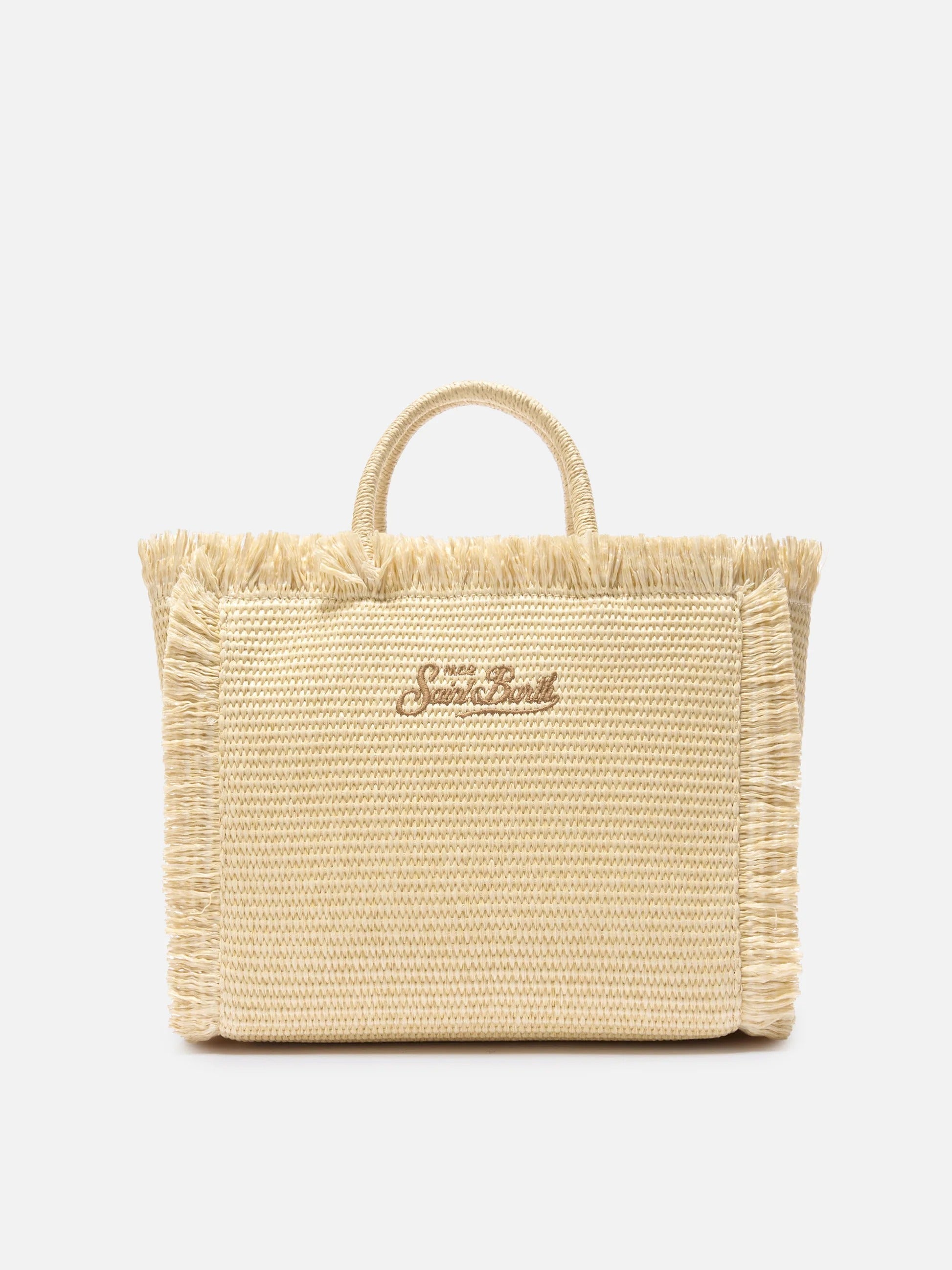 MC2 Saint Barth Borsa Colette Straw Effetto Paglia con Strass Applicati Donna Beige