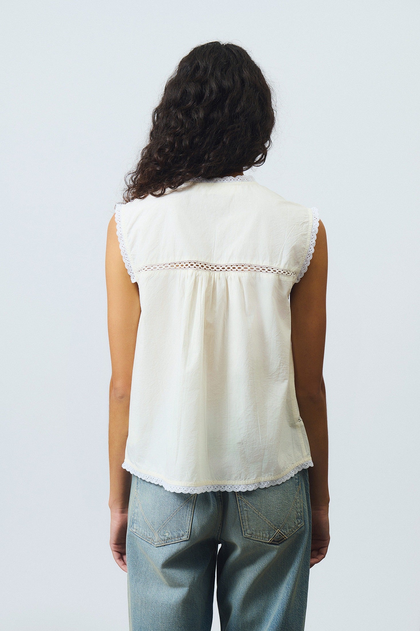 Roy Roger's Camicia Smanicata in Cotone Old Glory Donna Bianco