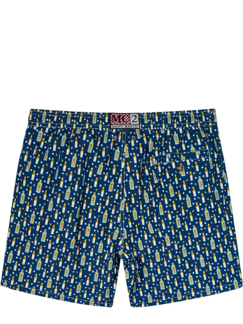 MC2 Saint Barth Costume Mare in Tessuto Leggero con Stampa Schweppes Gin Tonic Blu