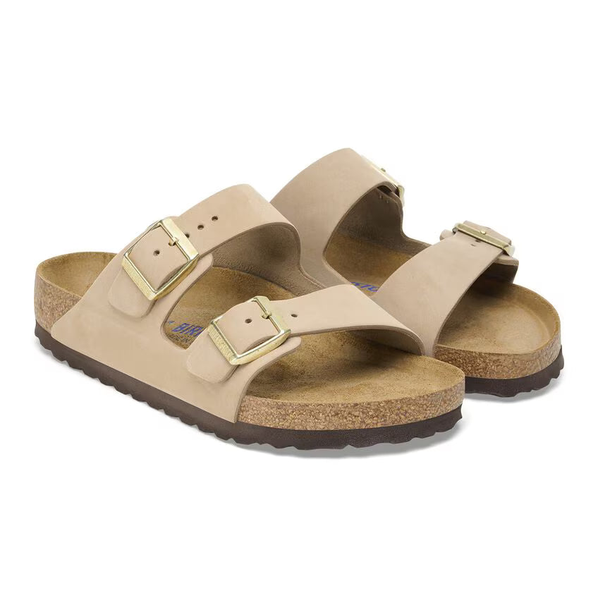 Birkenstock Sandalo in Pelle con Plantare Morbido Arizona Donna Sandcastle