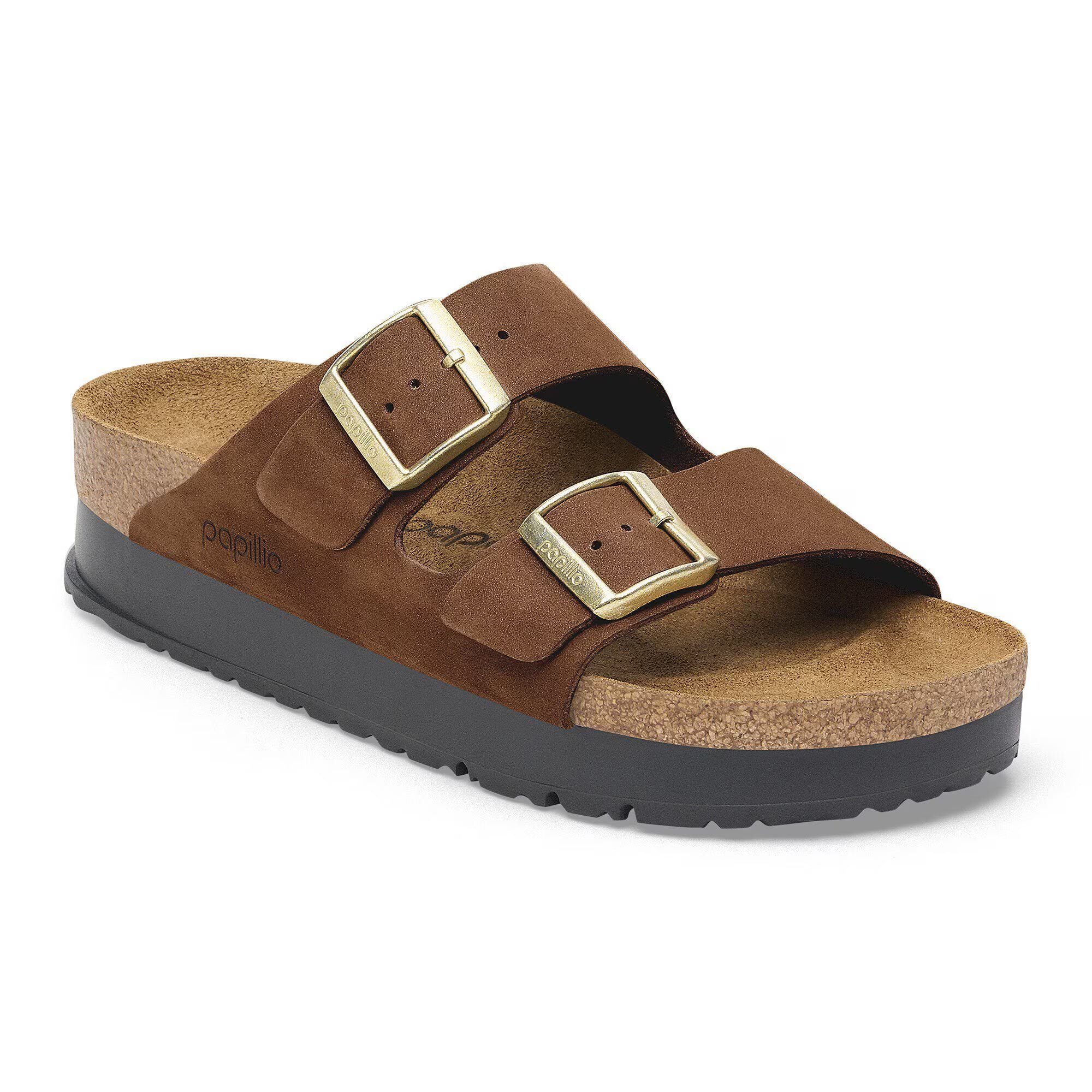 Birkenstock Sandalo Papillio in Pelle Arizona Pap Flex Platform Donna Dark Tea