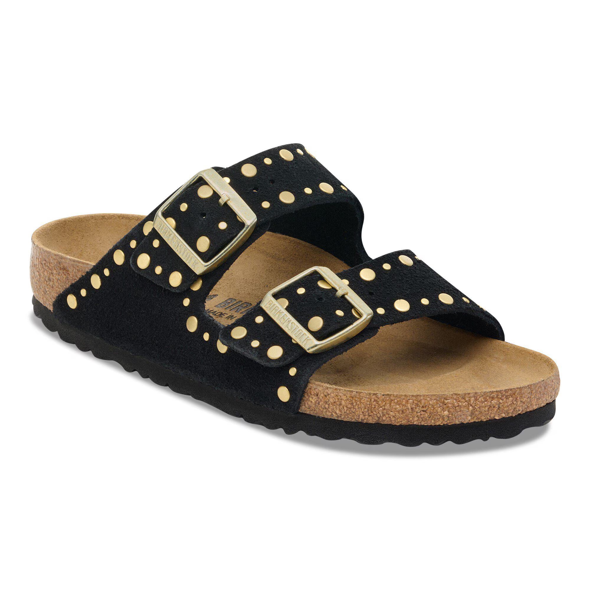Birkenstock Sandalo in Pelle Scamosciata con Borchie Arizona Donna Black