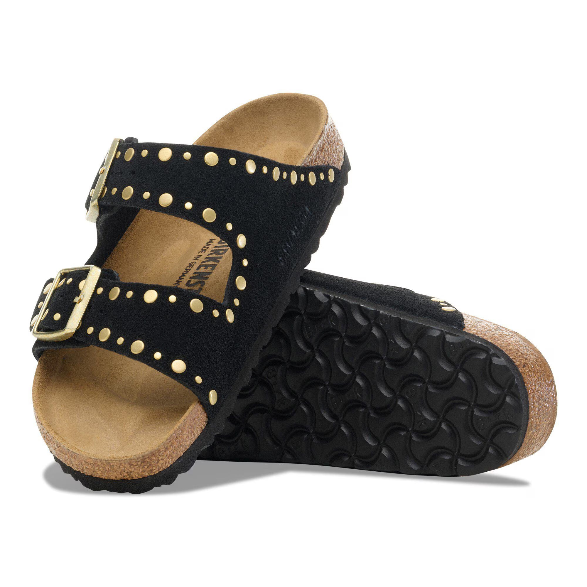 Birkenstock Sandalo in Pelle Scamosciata con Borchie Arizona Donna Black