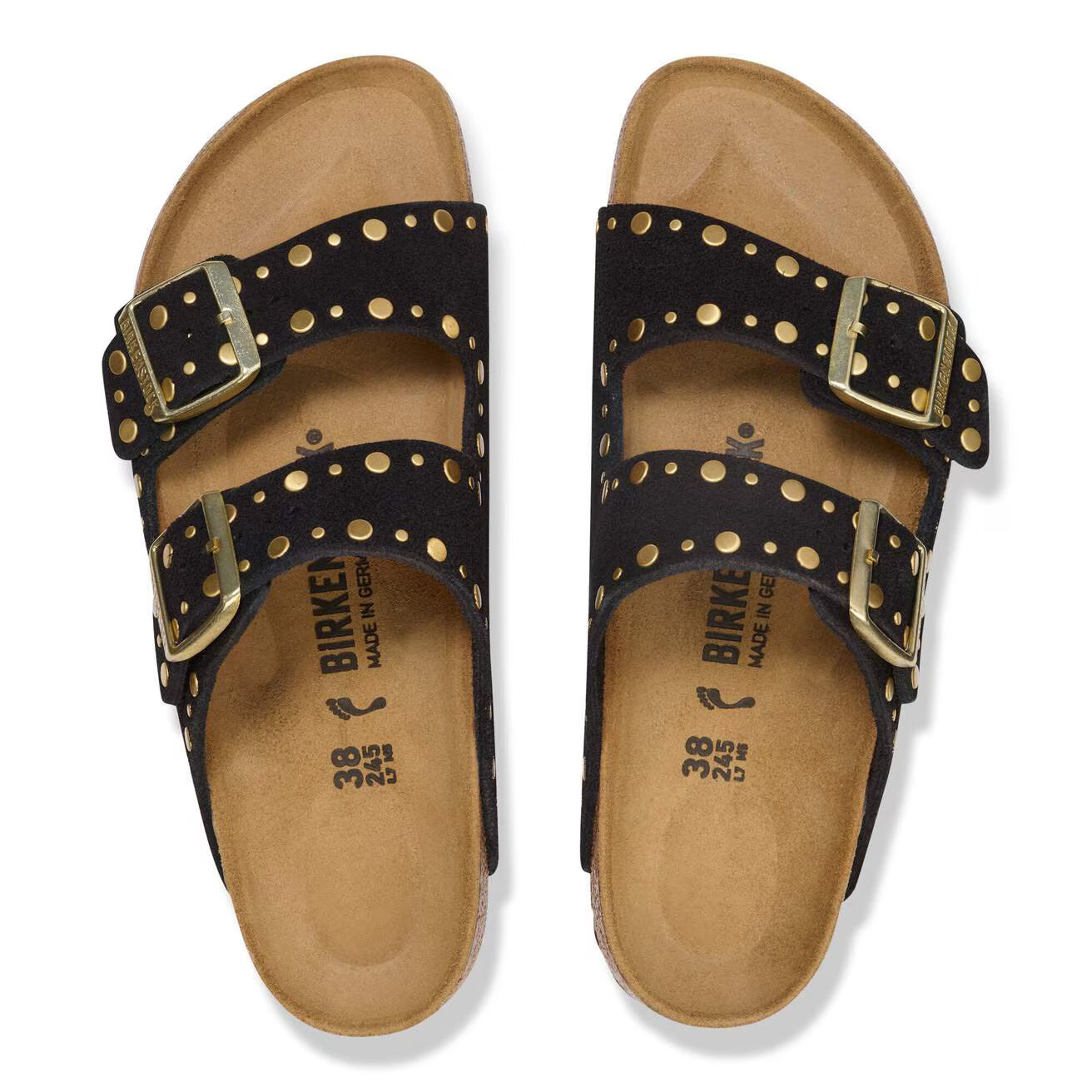 Birkenstock Sandalo in Pelle Scamosciata con Borchie Arizona Donna Black