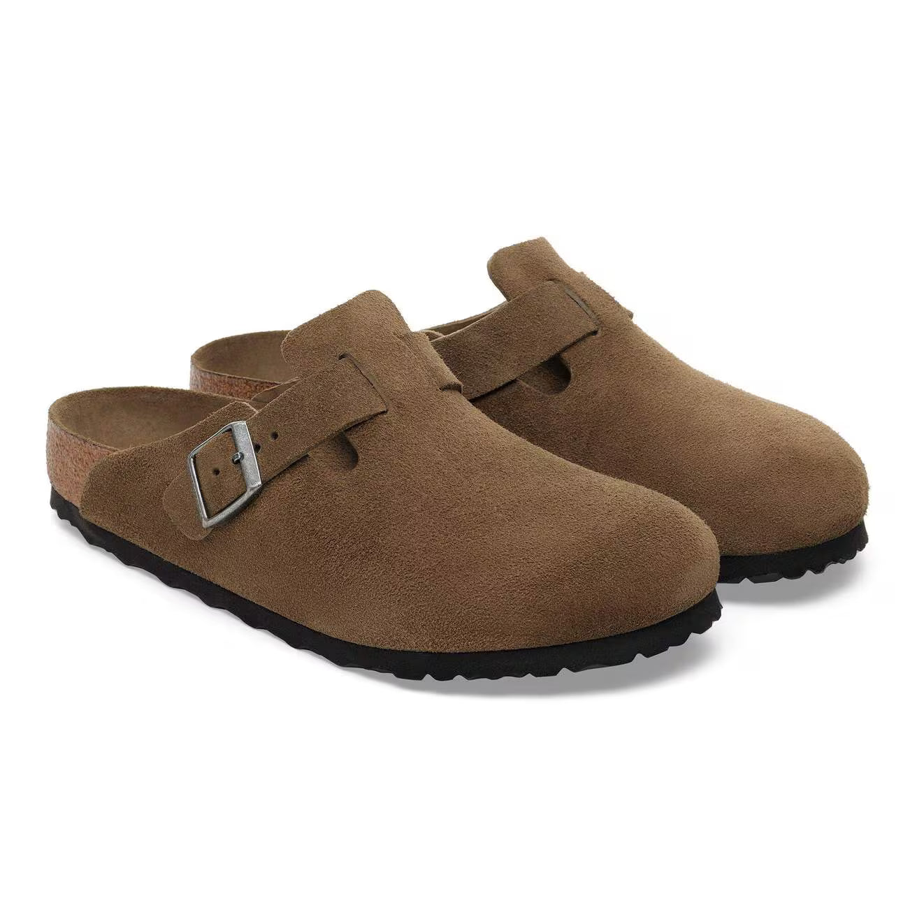 Birkenstock Ciabatta Boston in Pelle Scamosciata Unisex Dark Tea Tonal