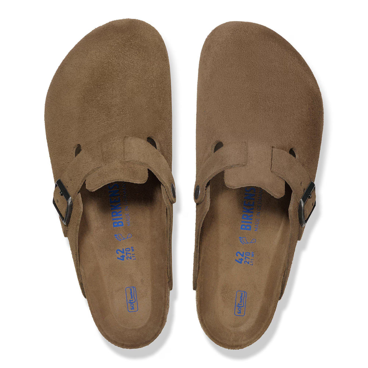 Birkenstock Ciabatta Boston in Pelle Scamosciata Unisex Dark Tea Tonal