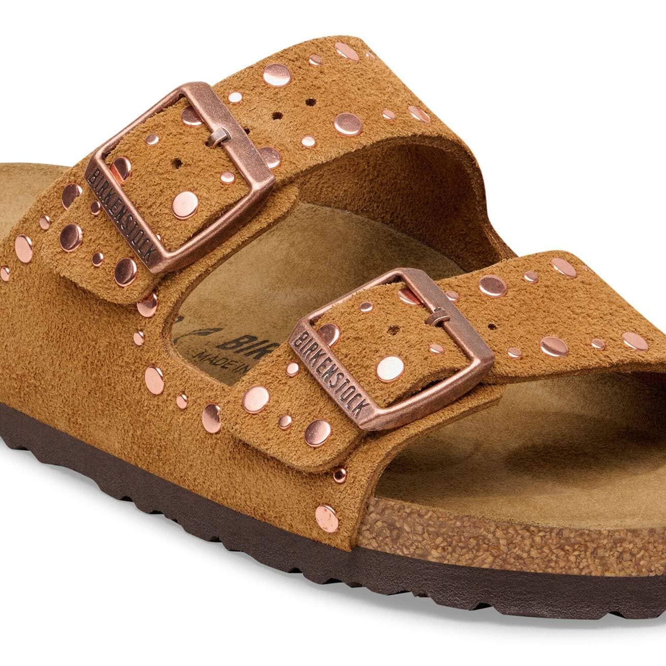 Birkenstock Sandalo in Pelle Scamosciata con Borchie Arizona Donna Mink