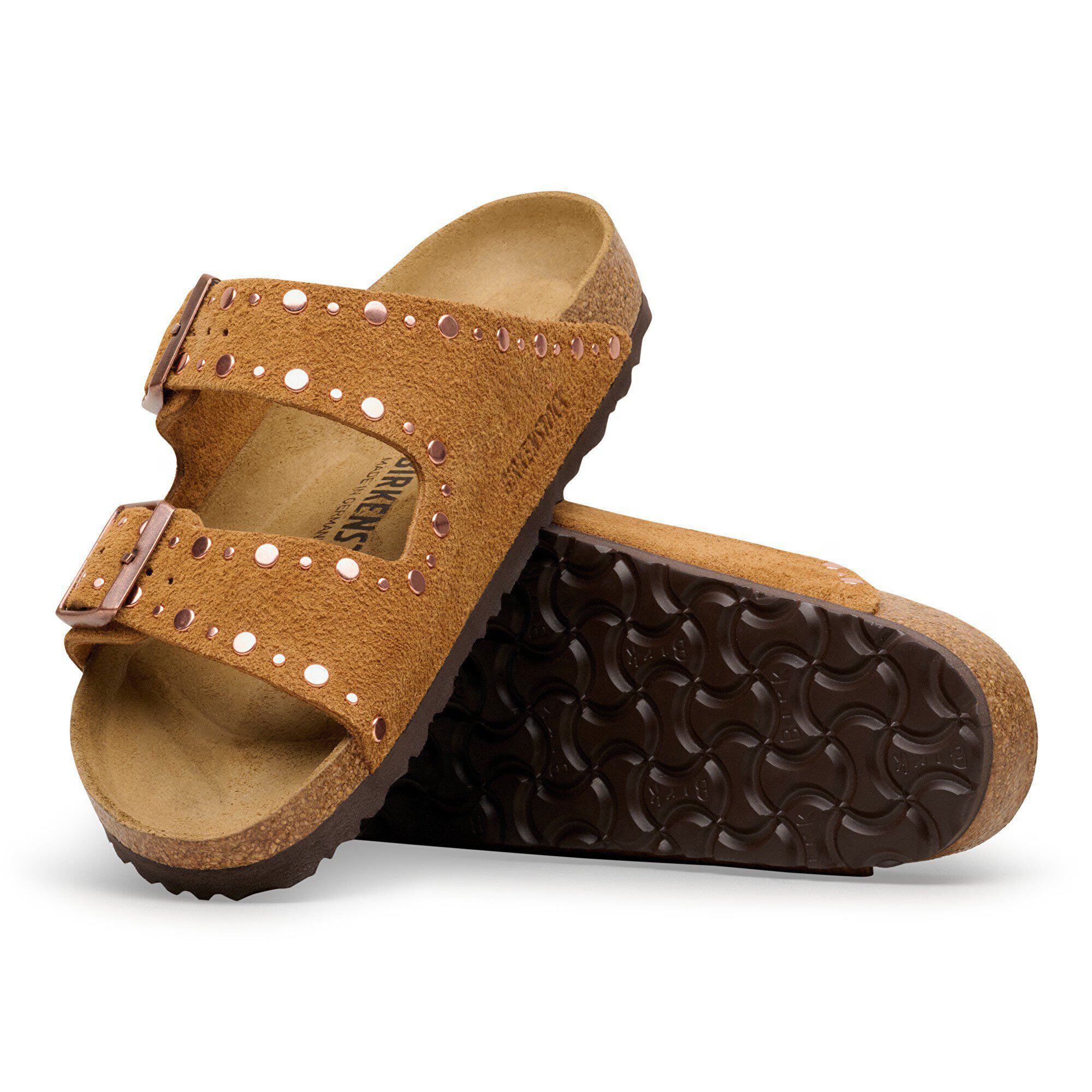 Birkenstock Sandalo in Pelle Scamosciata con Borchie Arizona Donna Mink