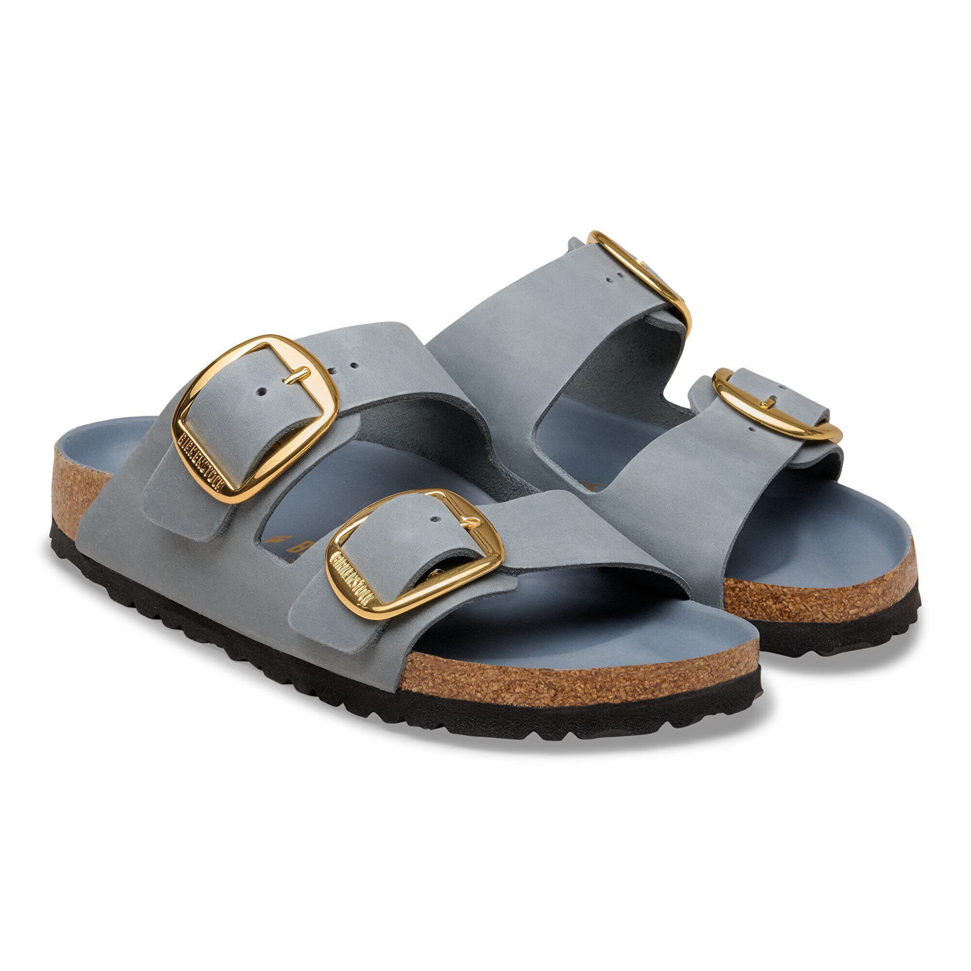 Birkenstock Sandalo in Pelle Oleata Arizona Big Buckle Donna Basalt Grey