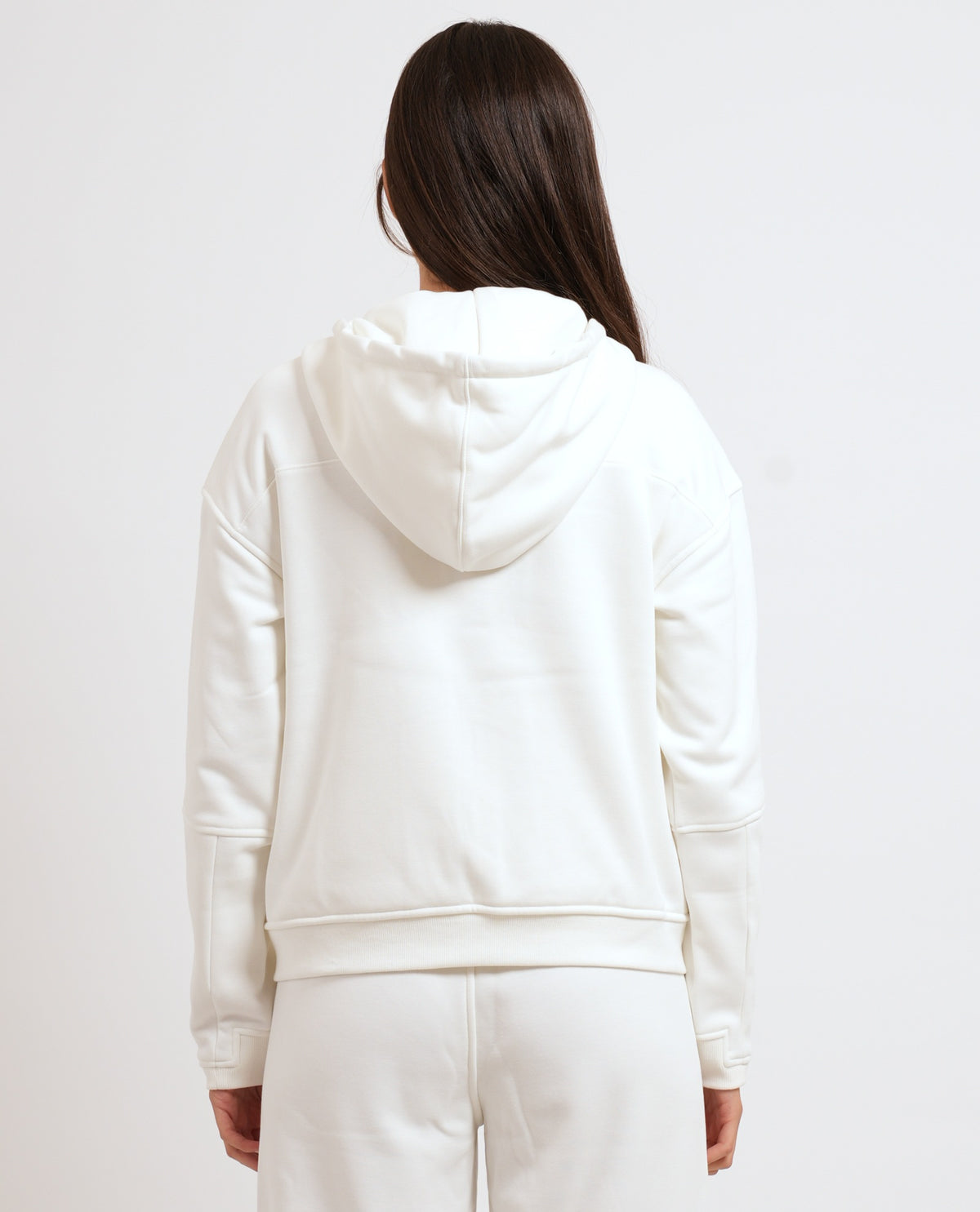 K-Way Felpa in Misto Cotone Lara Brushed PC Donna White Natural