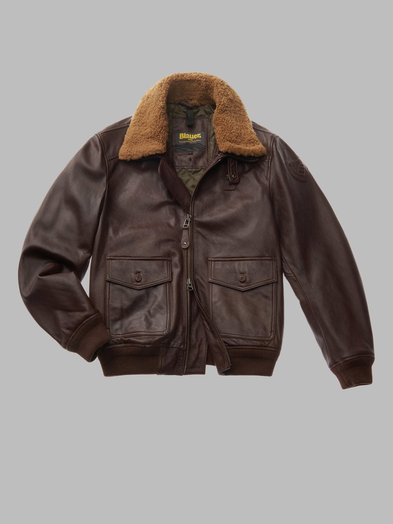 Blauer Bomber in Pelle Uomo Cheiton Marrone