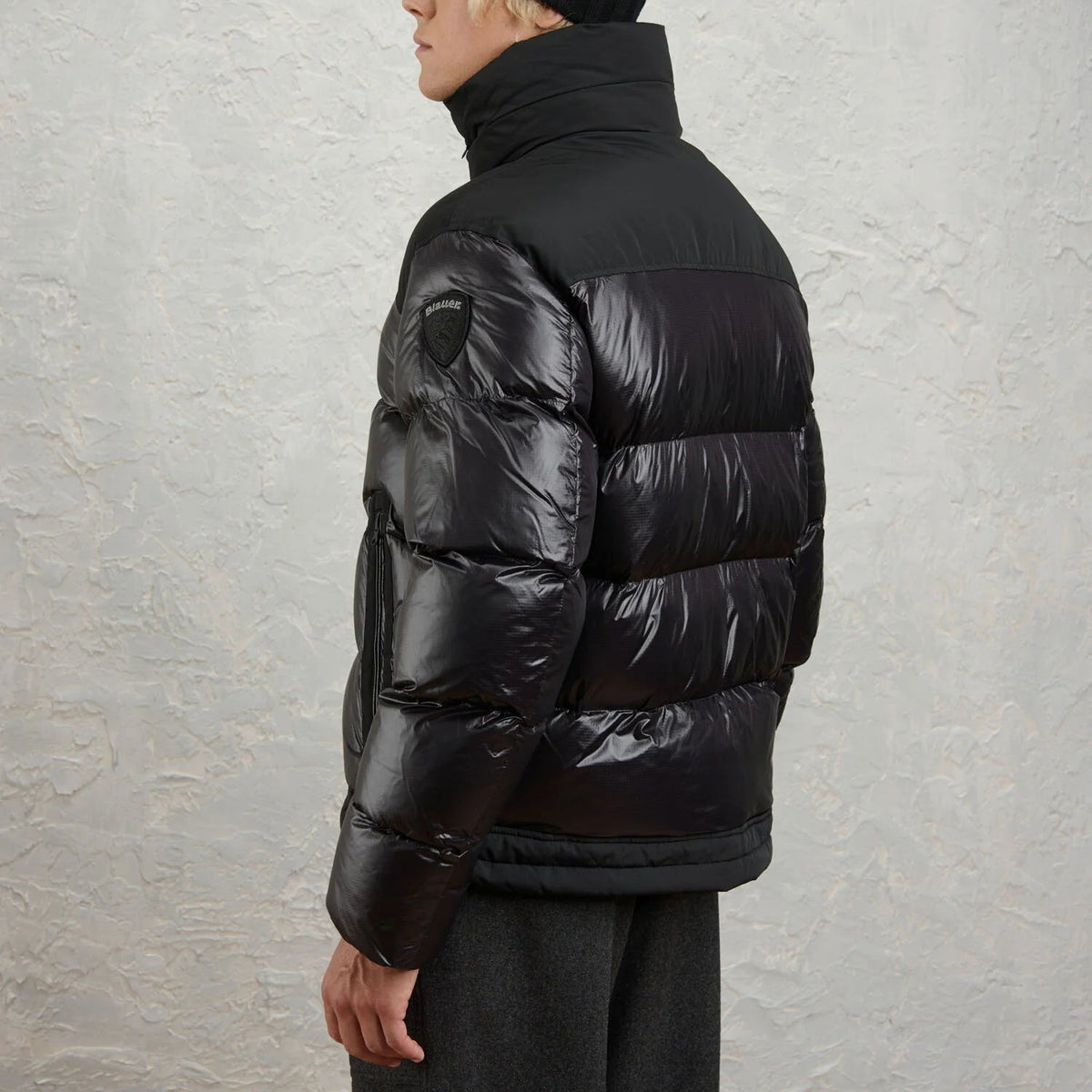 Blauer Giubbetto in Nylon e Taslan Uomo Perkins Nero