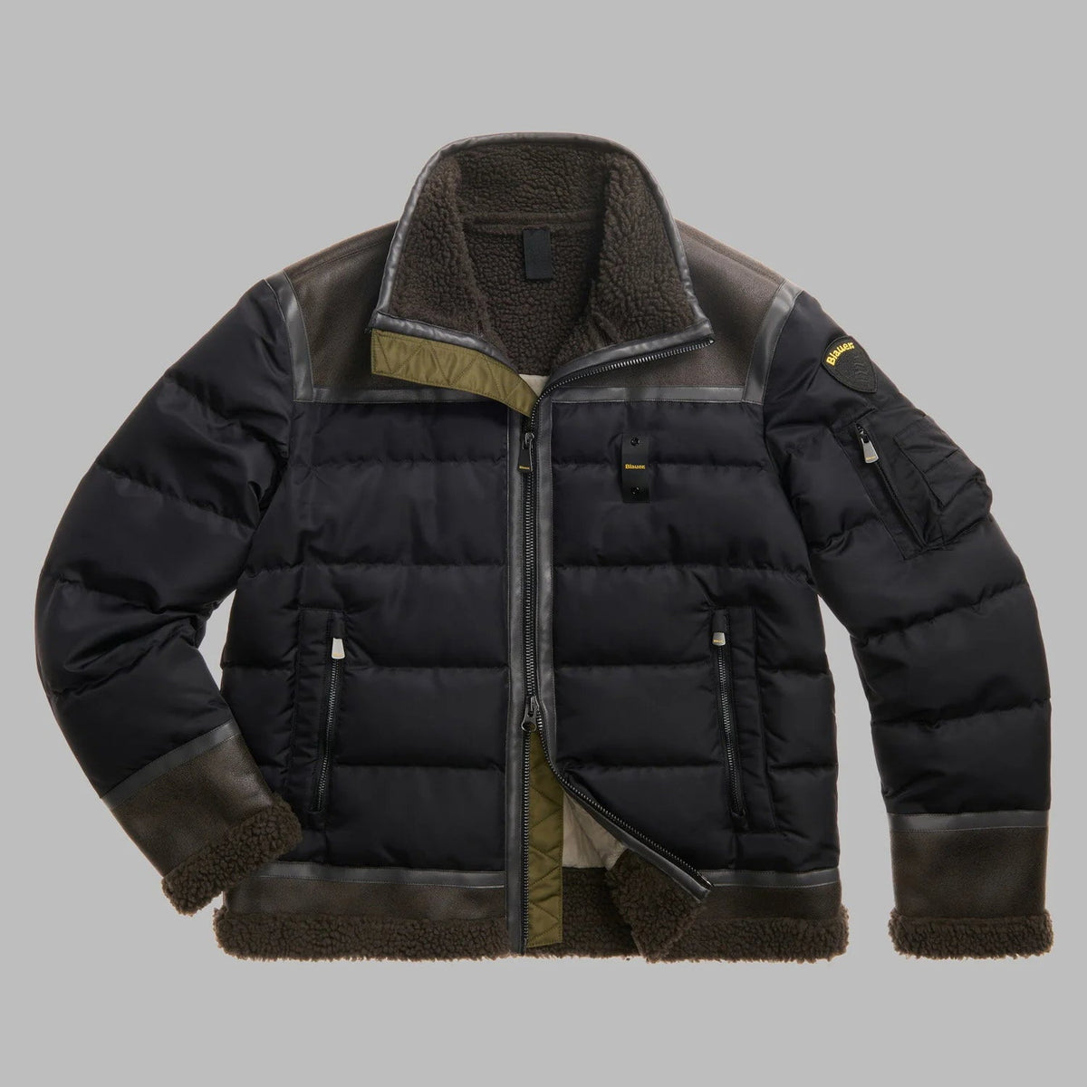 Blauer Giubbetto con Inserti in Montone Uomo Organ New Marrone