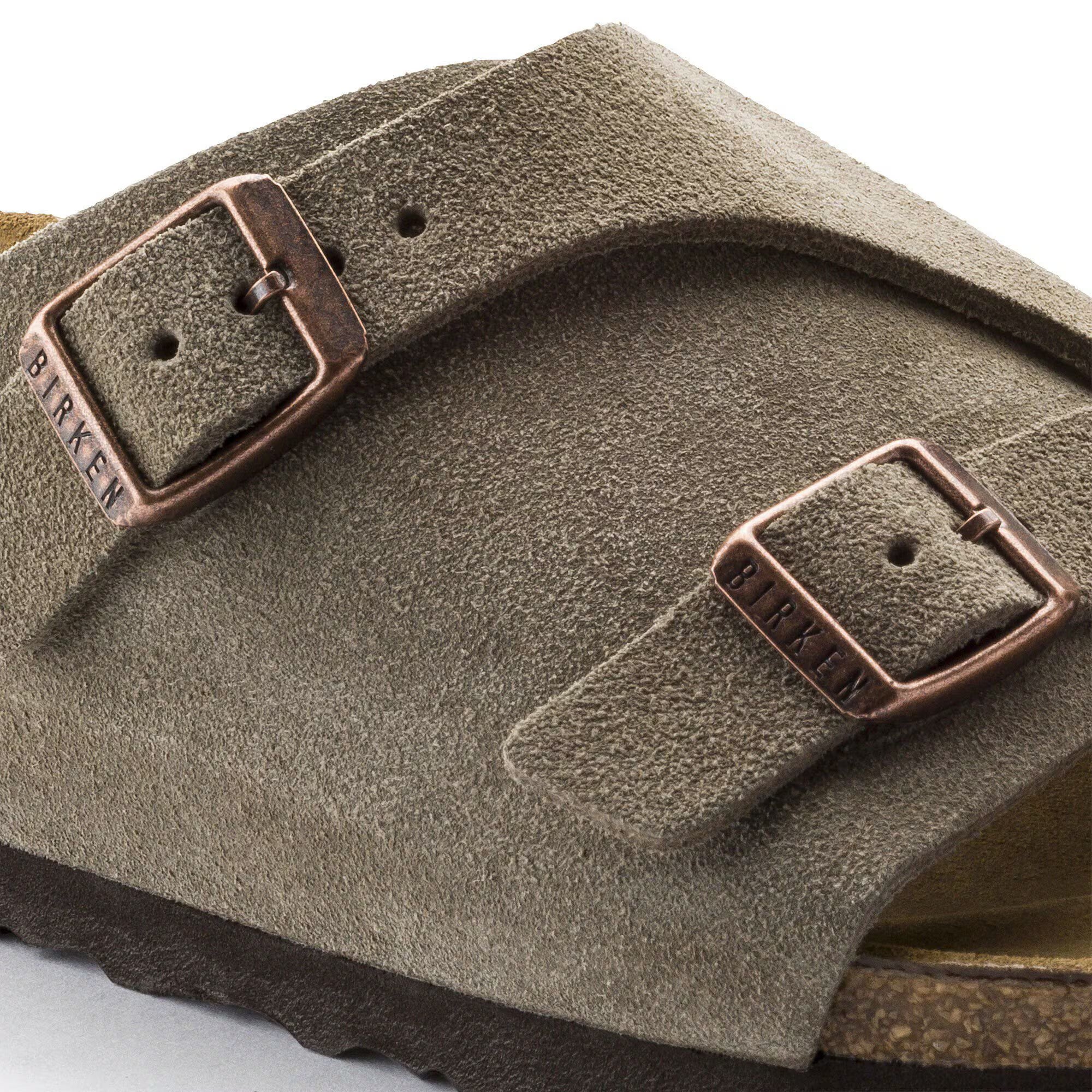 Birkenstock Sandalo in Pelle Scamosciata Zurich Unisex Taupe