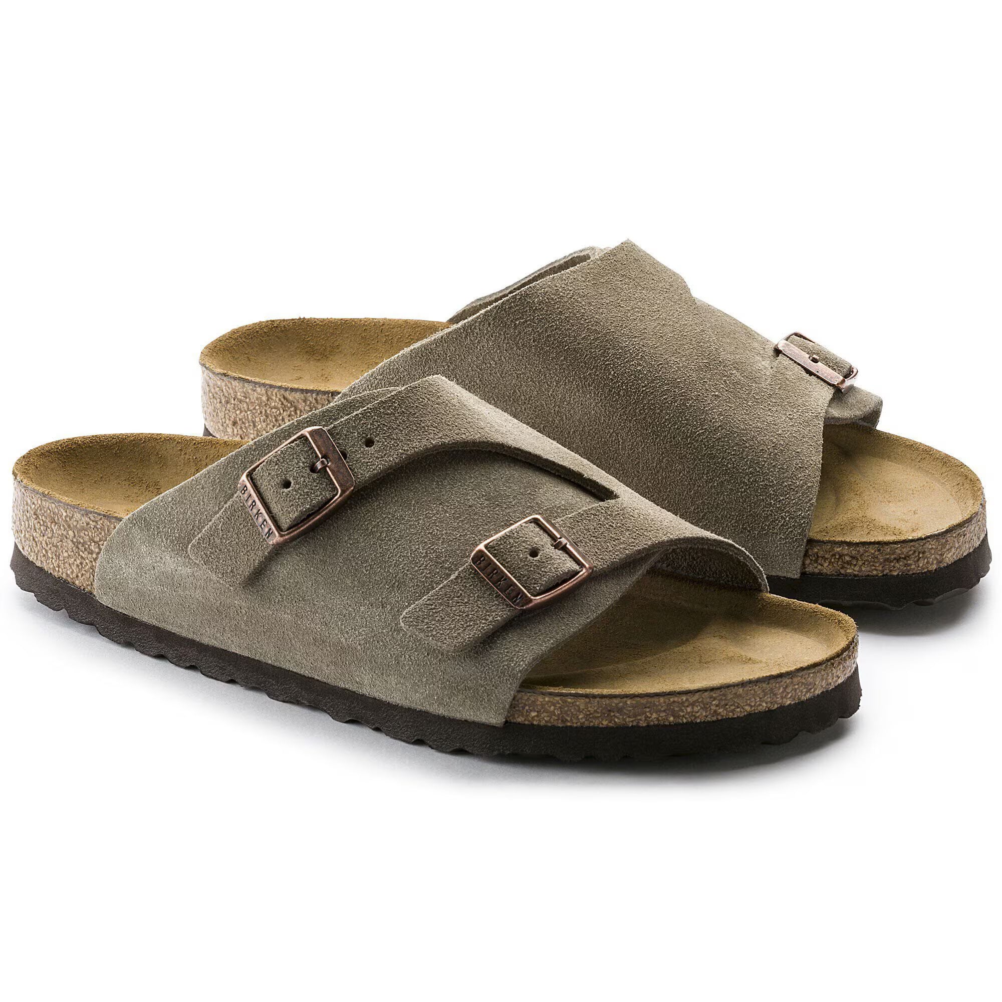 Birkenstock Sandalo in Pelle Scamosciata Zurich Unisex Taupe