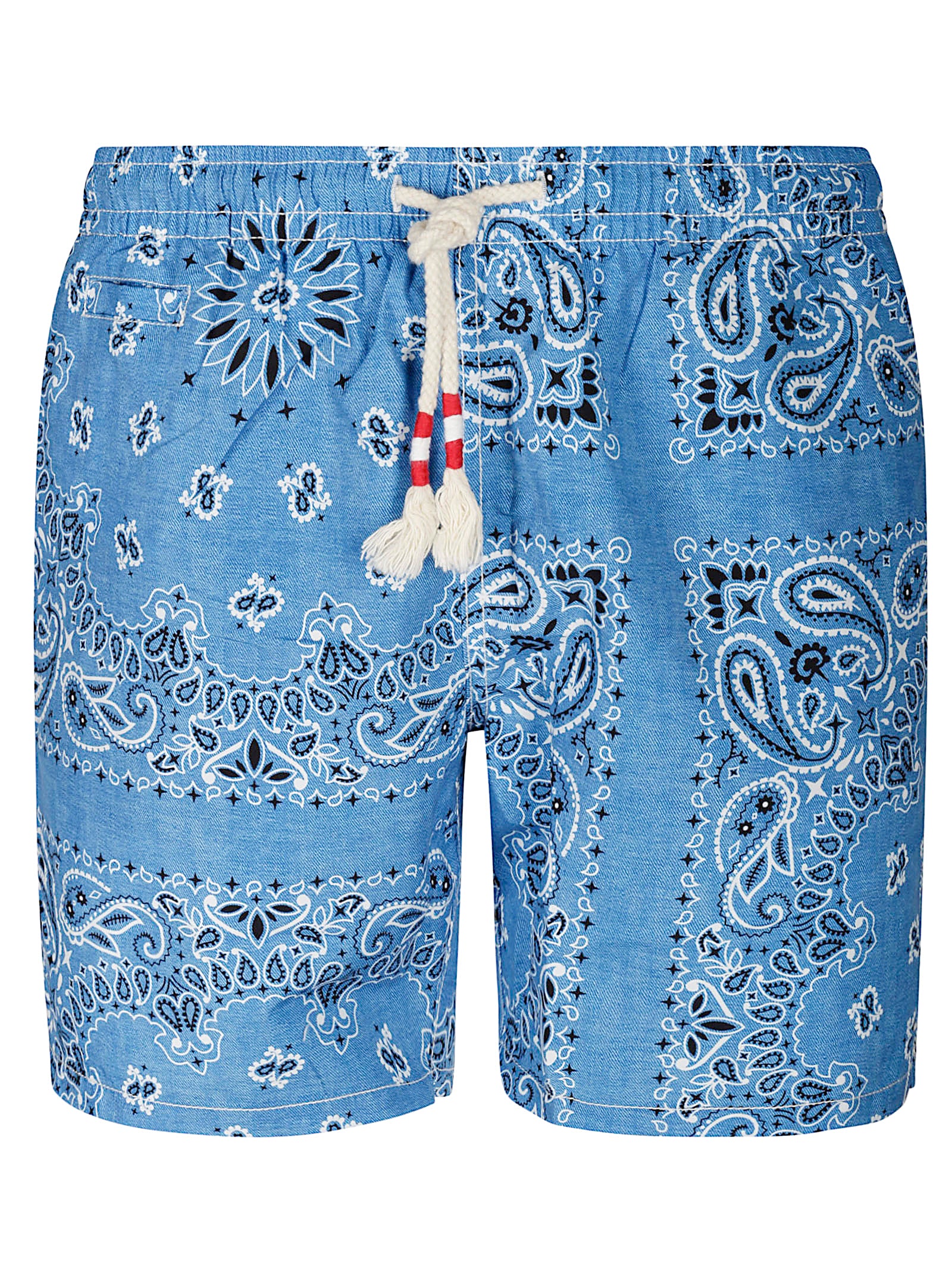 MC2 Sint Barth Costume a Pantaloncino Uomo Caprese Stampa Bandanna Round Blu Denim