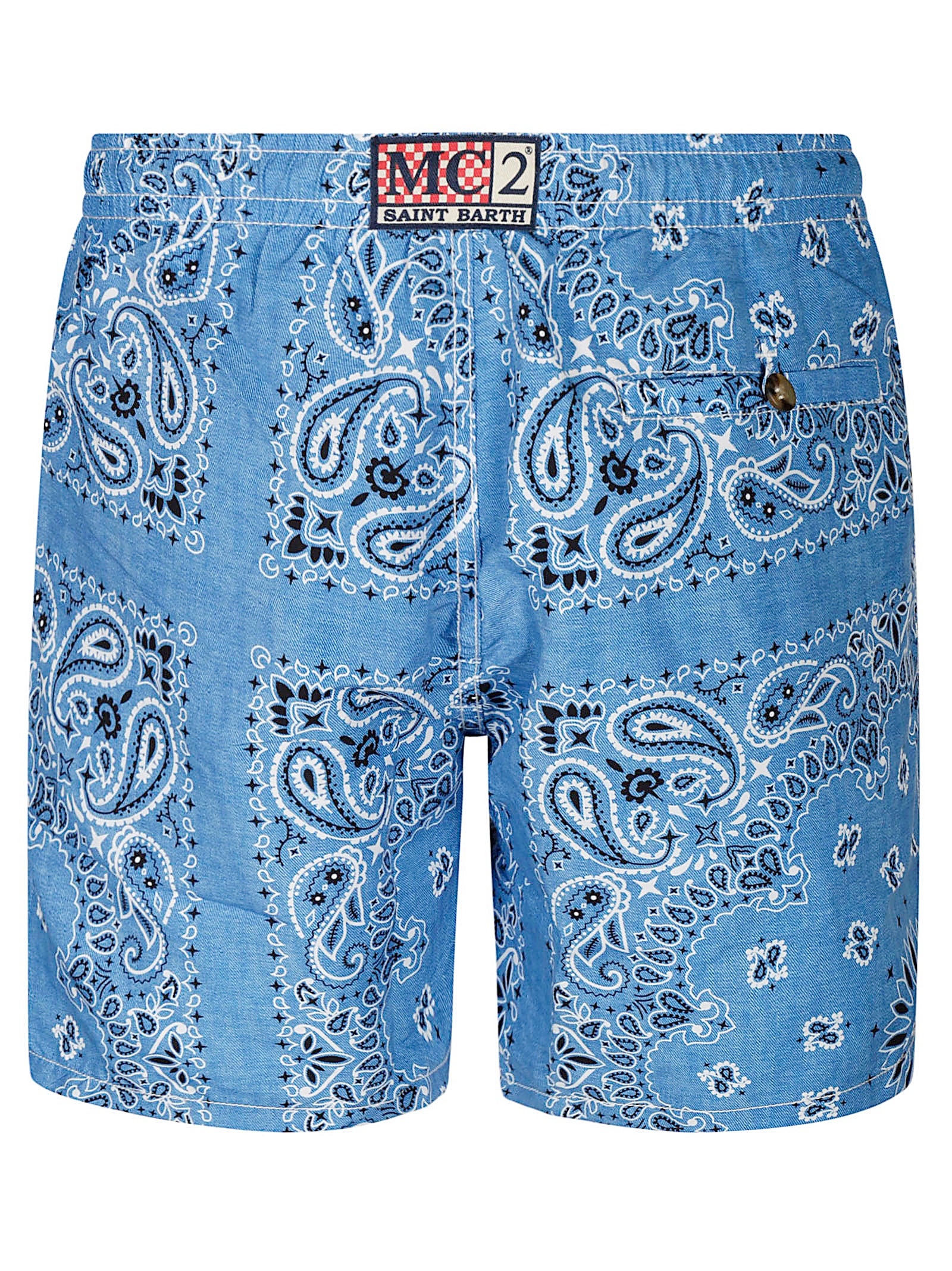 MC2 Sint Barth Costume a Pantaloncino Uomo Caprese Stampa Bandanna Round Blu Denim