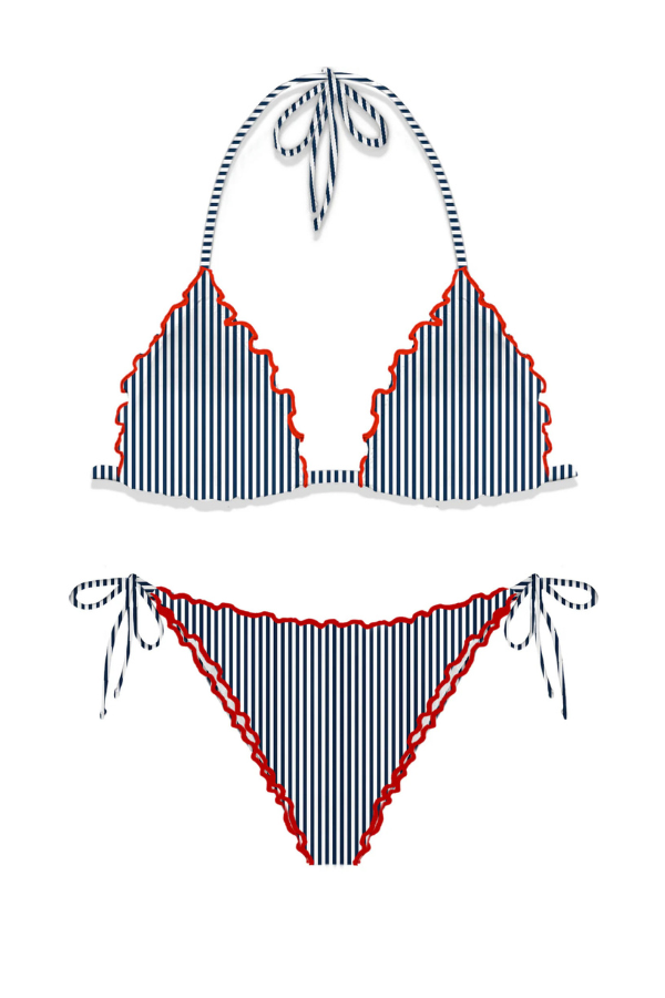 Mc2 Costume a Triangolo Sagittarius Miami Donna Stripes Blu e Bianco