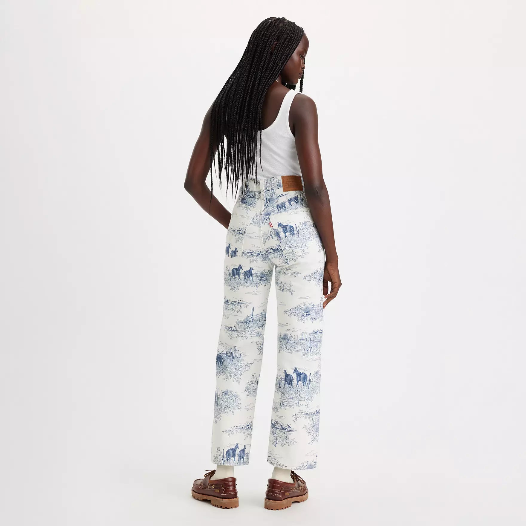 Levi's Jeans Ribcage Straight Ankle Donna Stampa Bianco