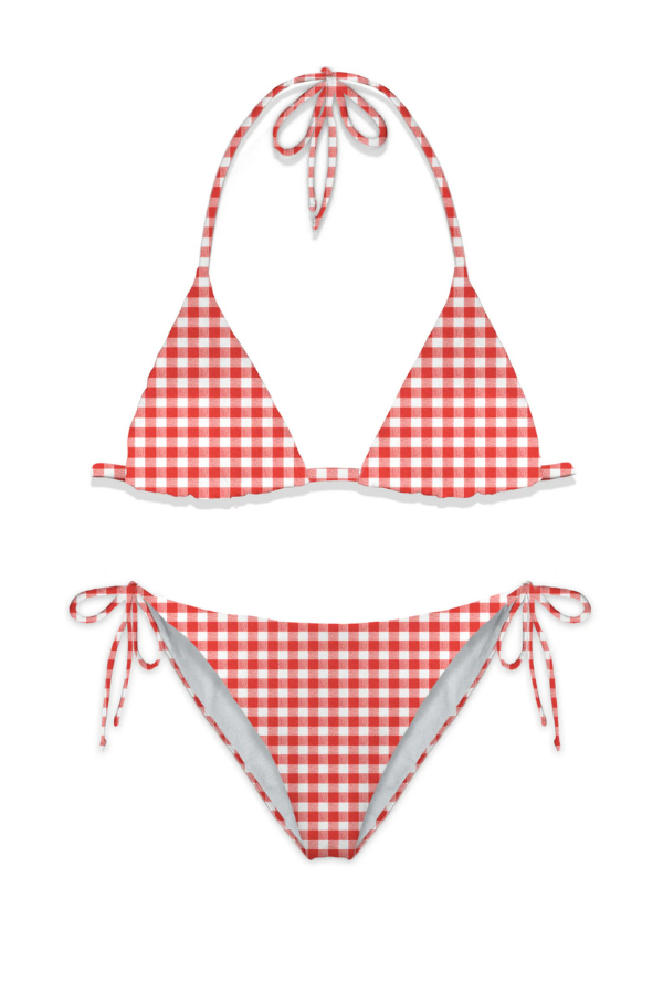 Mc2 Bikini a Triangolo Leah Virgo a Scacchi Vichy Donna Rosso e Bianco