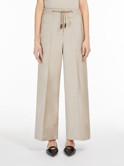 'S Max Mara Pantalone in Twill di Cotone Ottavo Donna Beige