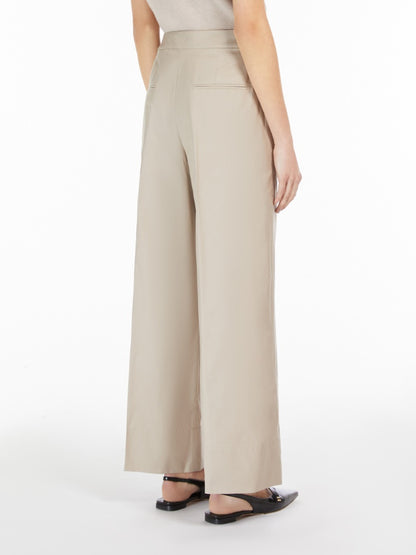 'S Max Mara Pantalone in Twill di Cotone Ottavo Donna Beige